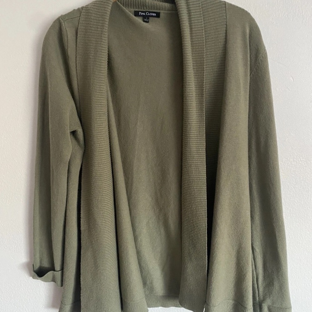 Pink Clover Sage Green Knit Cardigan